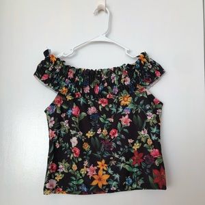 Black Floral Off the Shoulder Top